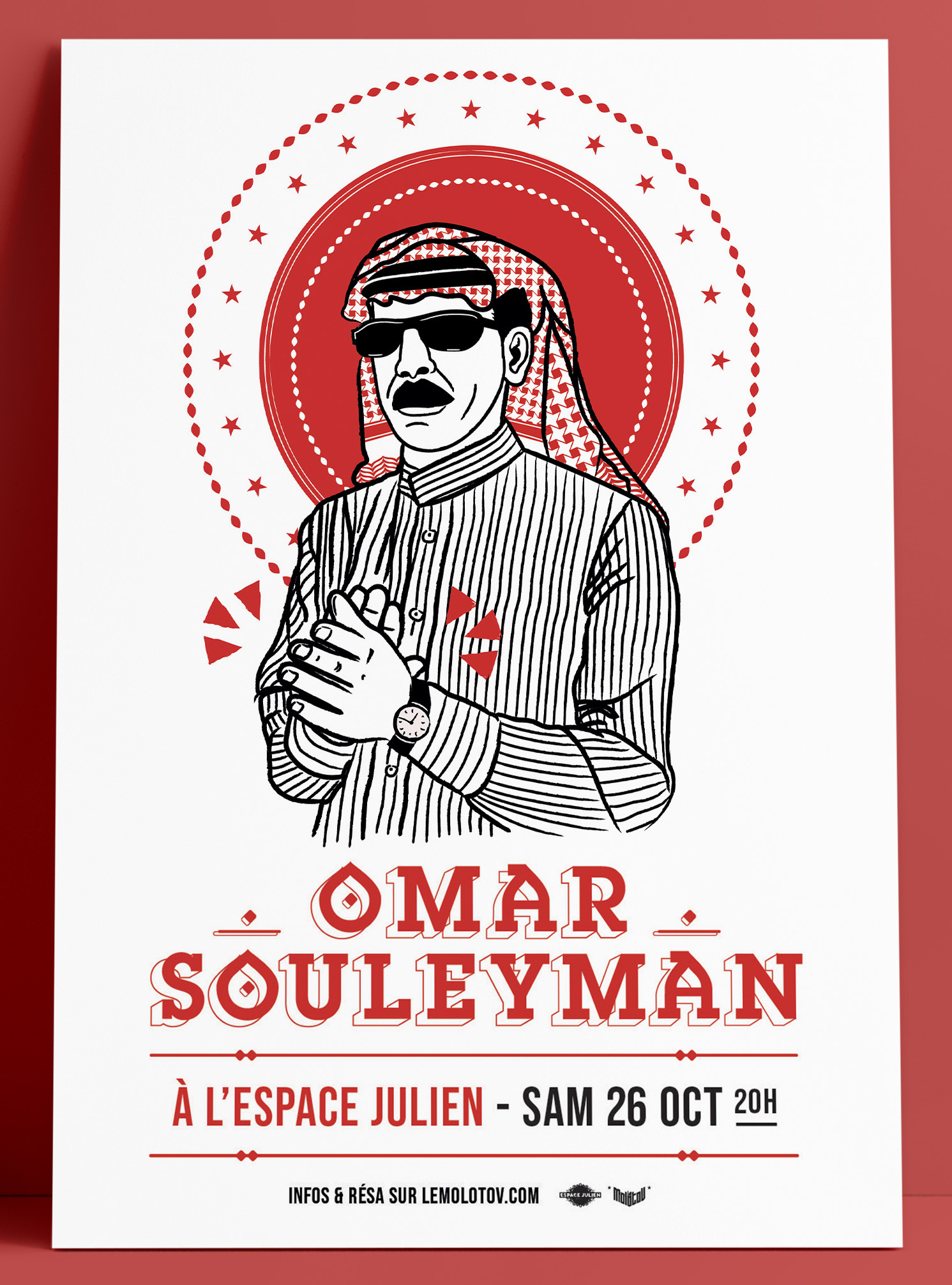 Illustrated poster for Omar Souleyman concert
