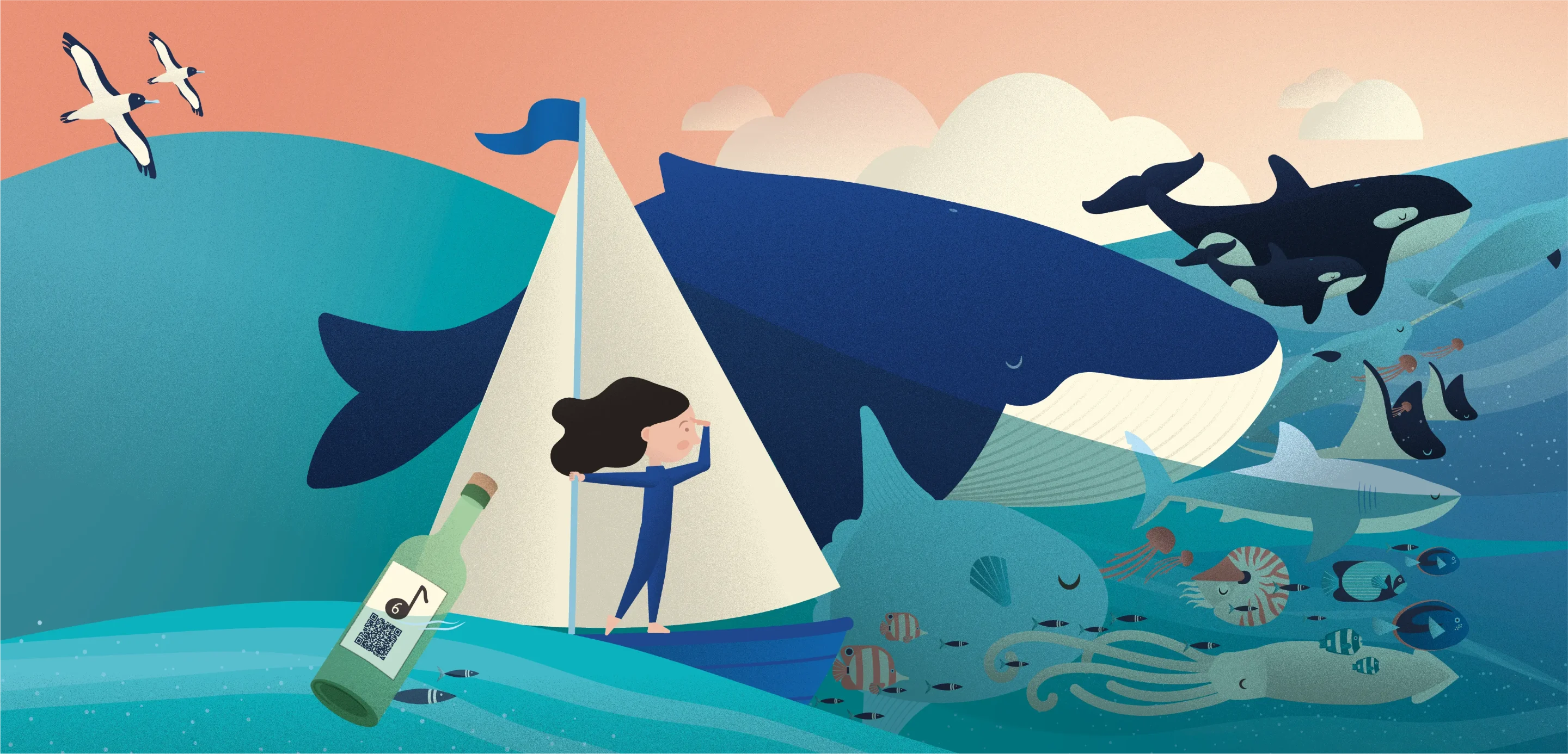 voyage-au-dela-des-mers-livre-musical-jeunesse-ecologie-victoria-hally-illustration-design-logo Illustrated poster for Omar Souleyman concert